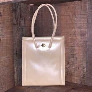 LENOX BAGS VINTAGE PURSE **RARE*** white/ivory - brown‎ inside. BONE LEATHER